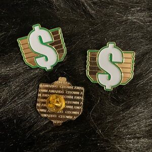 Gold and Green Dollar Sign Pins